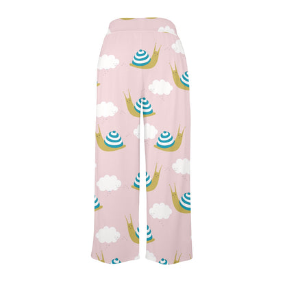 Snail Pattern Print Design 02 Women's Wide Leg Lounge Pants