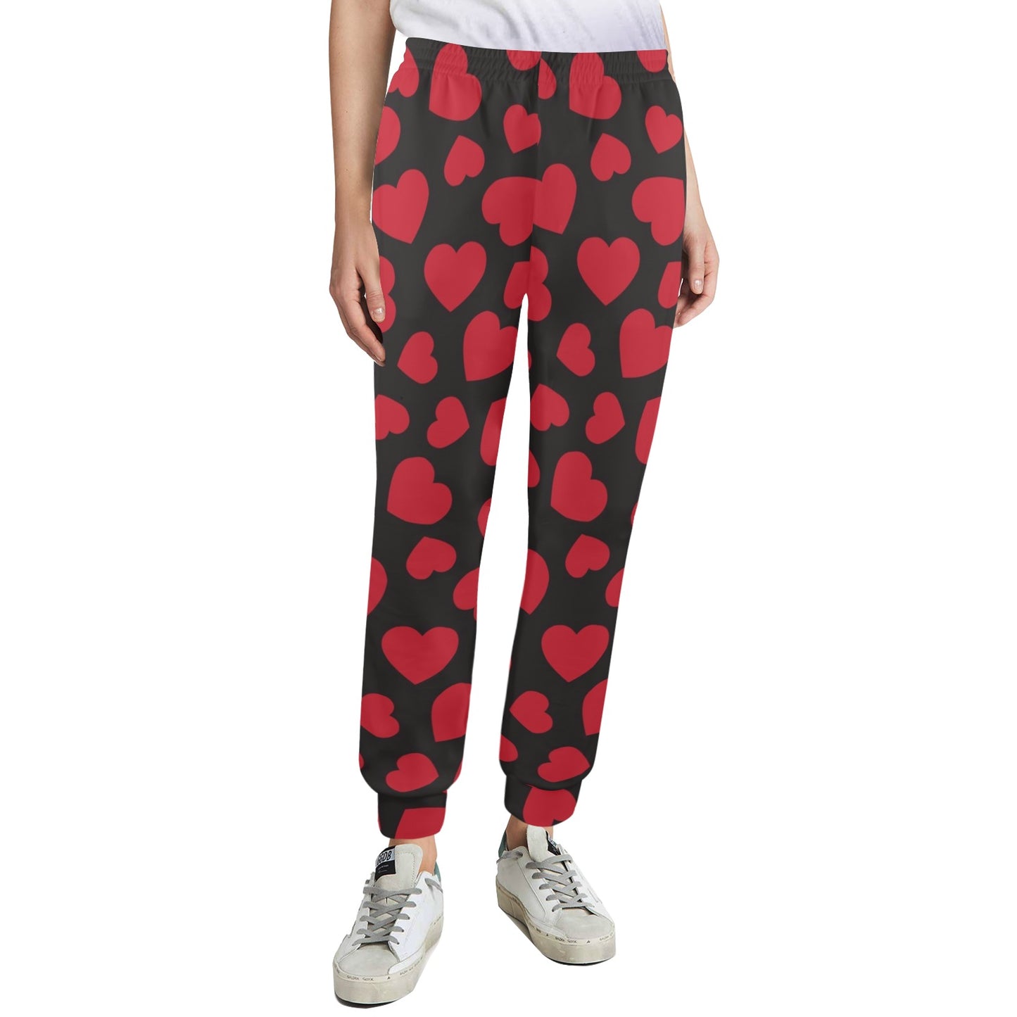 Heart Red Pattern Print Design HE01 Women's Casual Track Pants