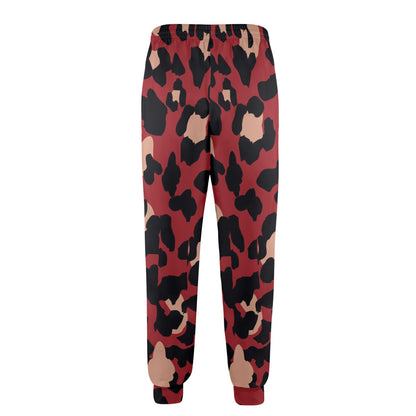 Cheetah Red Print Pattern Men's Casual Track Pants