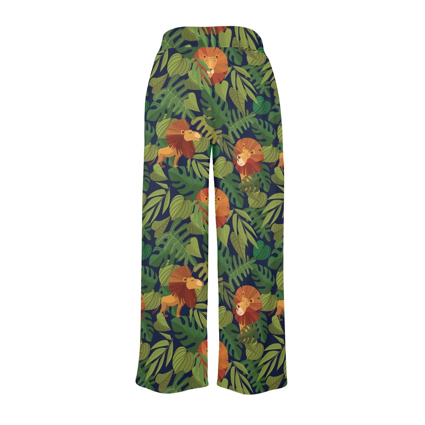 Lion Jungle Pattern Print Design 05 Women's Wide Leg Lounge Pants