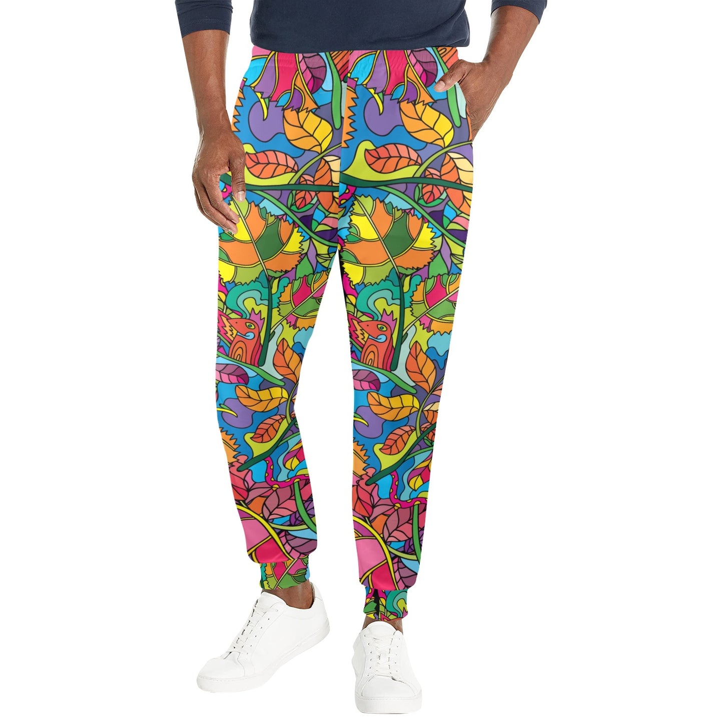Psychedelic Trippy Flower Print Men's Casual Track Pants