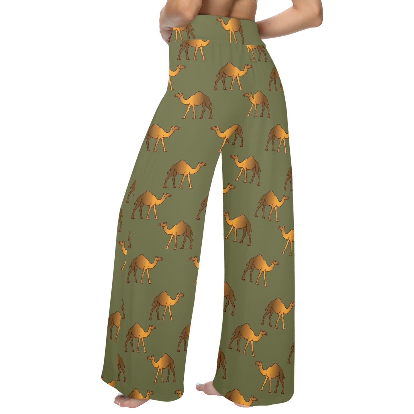 Camel Design Print Pattern JJ028 Women's Wide Leg Lounge Pants