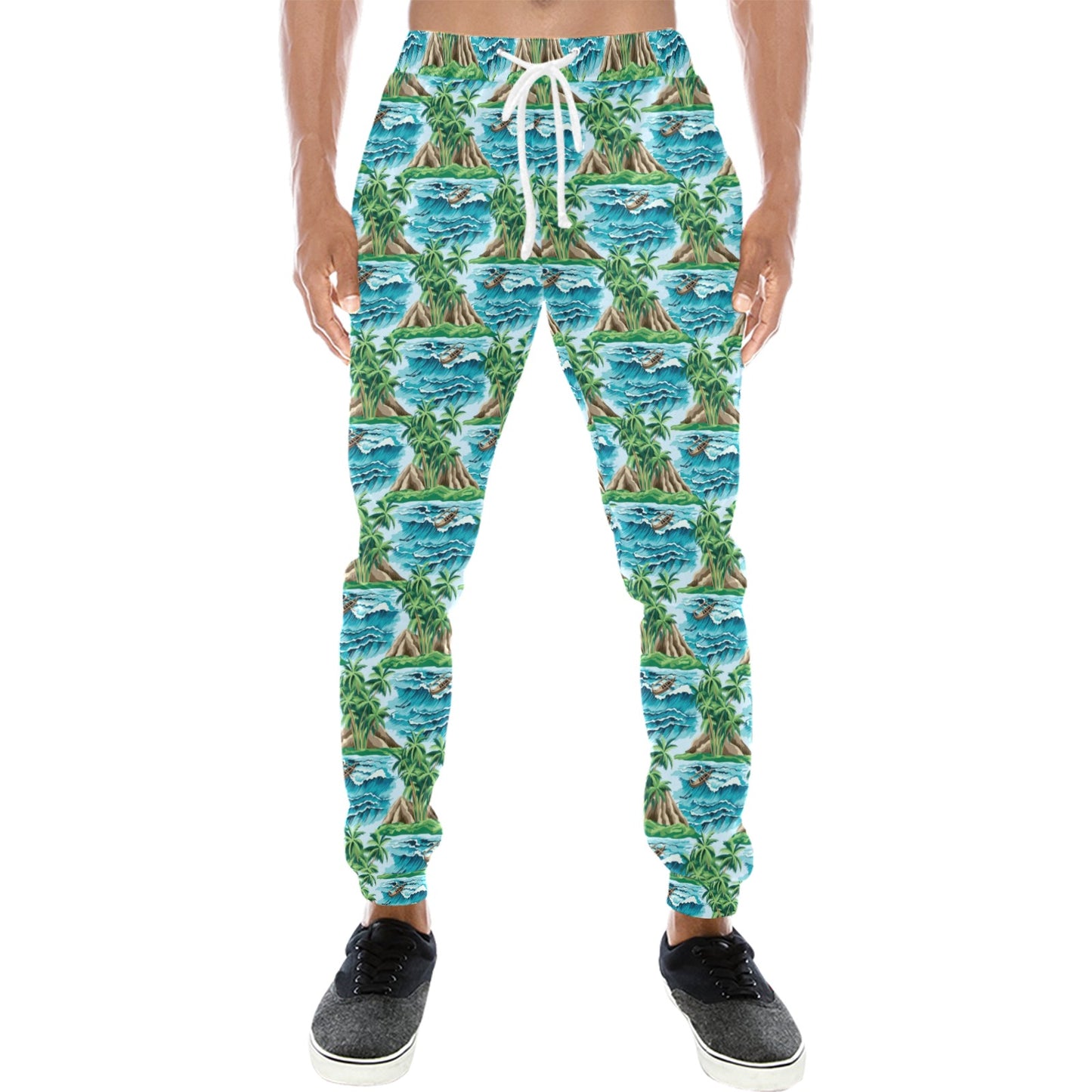 Palm Tree Hawaiian Themed Design Print Men's Sweatpants
