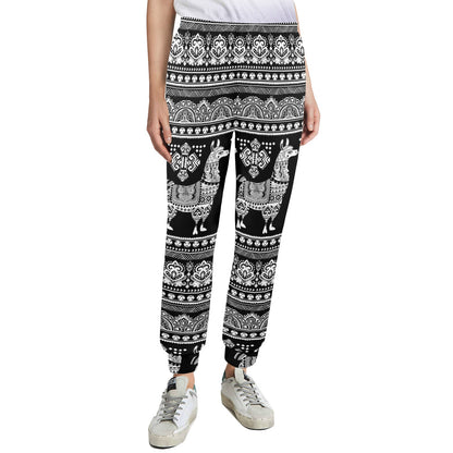 Llama Aztec Style Pattern Print Design 01 Women's Casual Track Pants