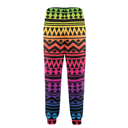 Rainbow Tribal Pattern Print Design A02 Men's Casual Track Pants