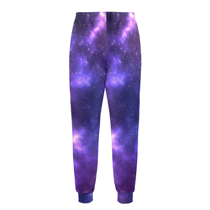 Celestial Purple Blue Galaxy Men's Casual Track Pants