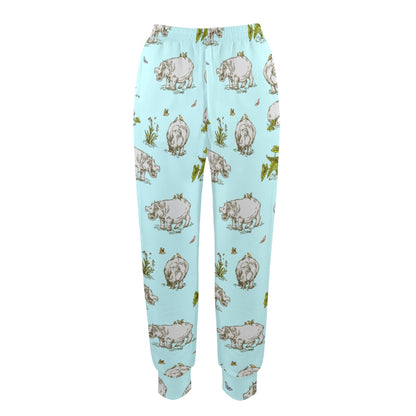 Hippo Design Print Pattern JJ0348 Women's Casual Track Pants