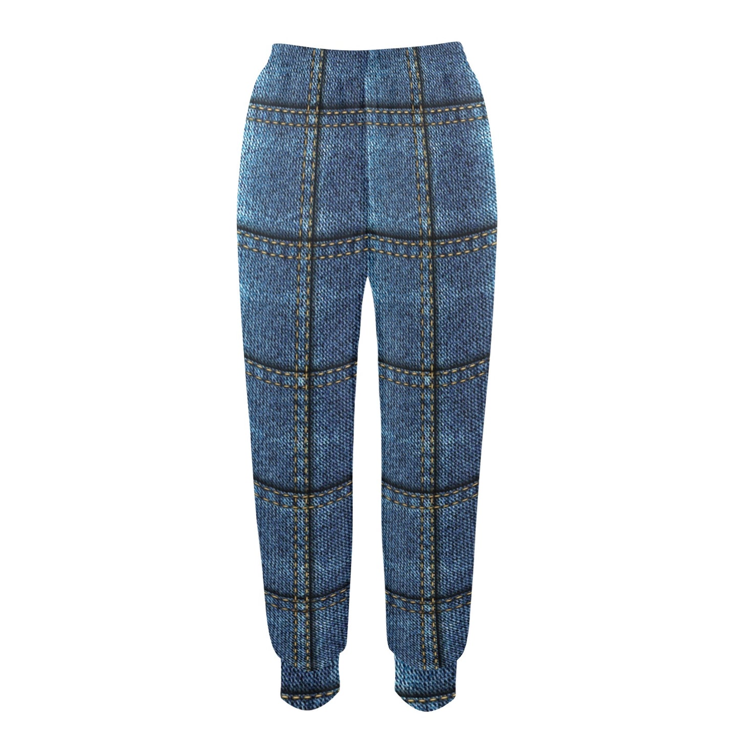Jean Patchwork Pattern Print Design 02 Women's Casual Track Pants