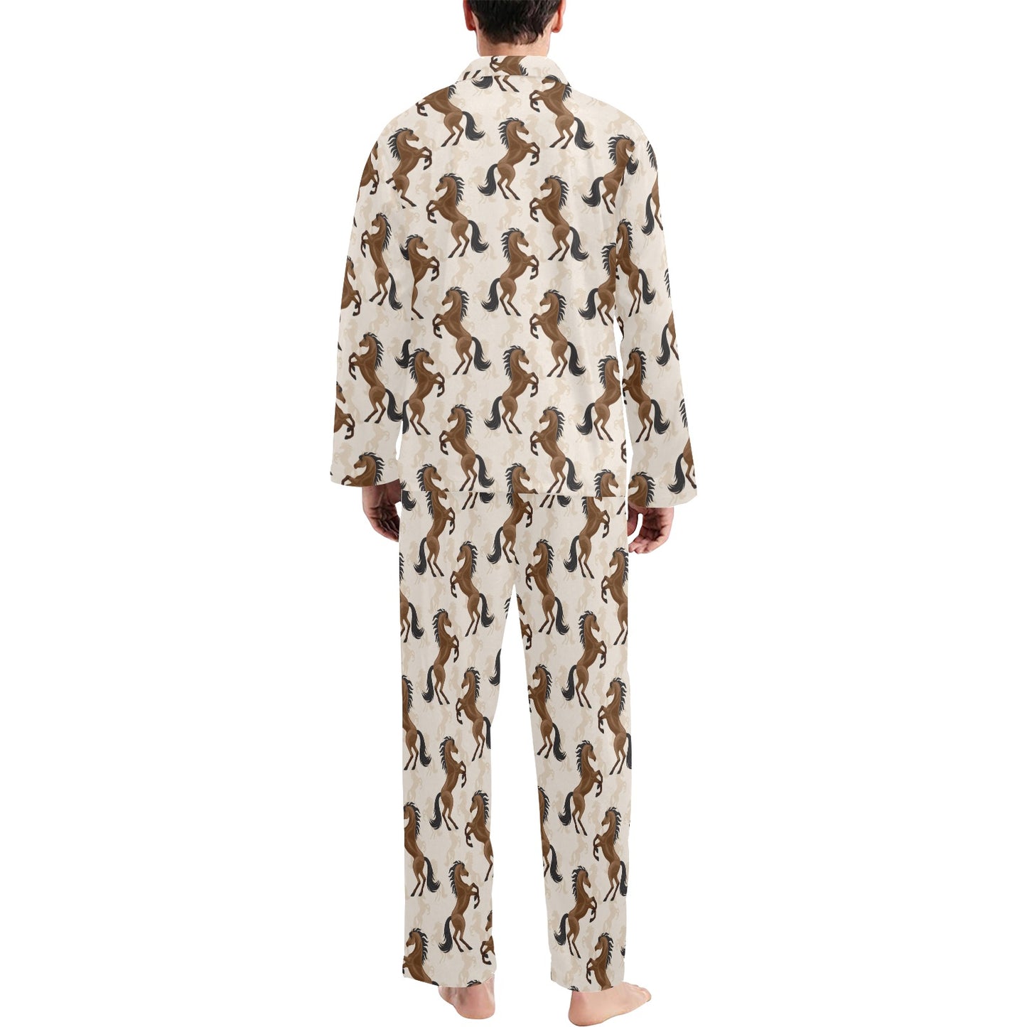 Horse Print Design LKS308 Men's Long Pajama Set