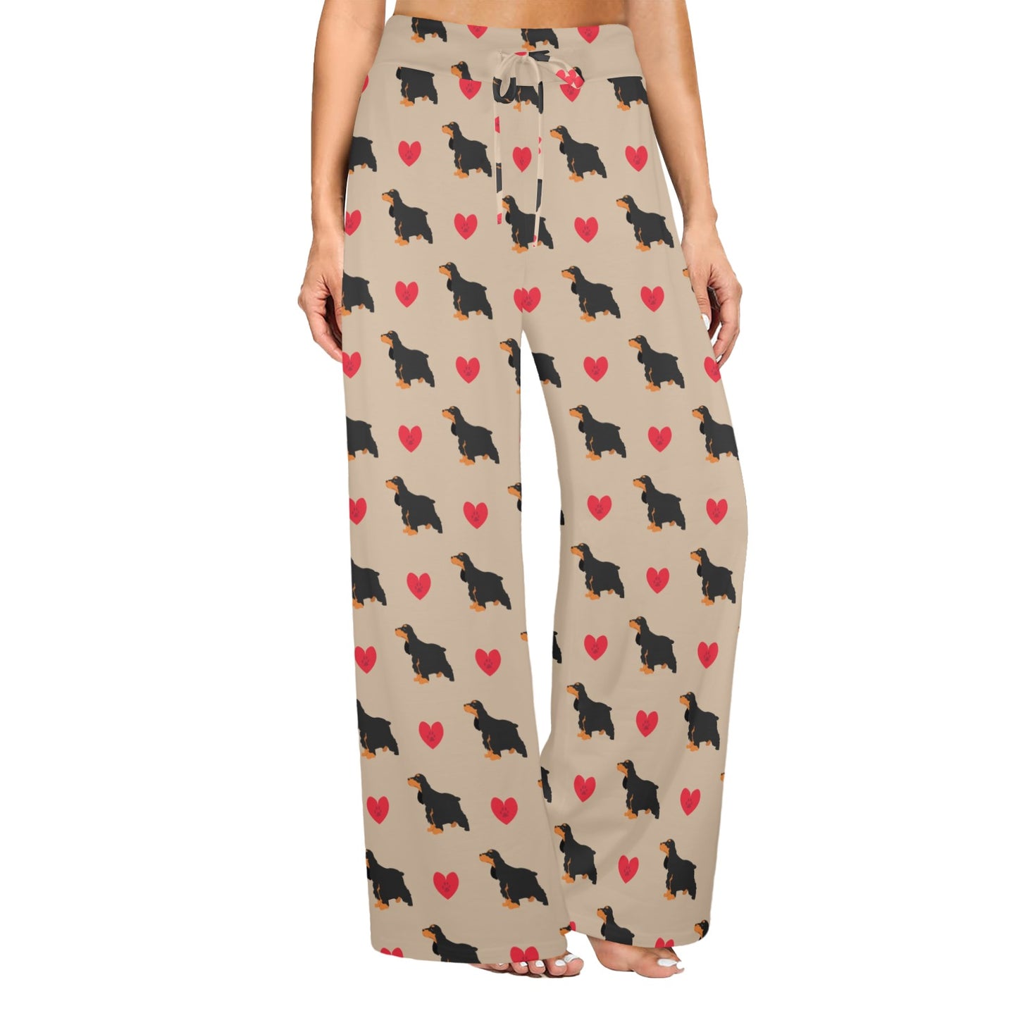 Cocker Pattern Print Design 02 Women's Wide Leg Lounge Pants