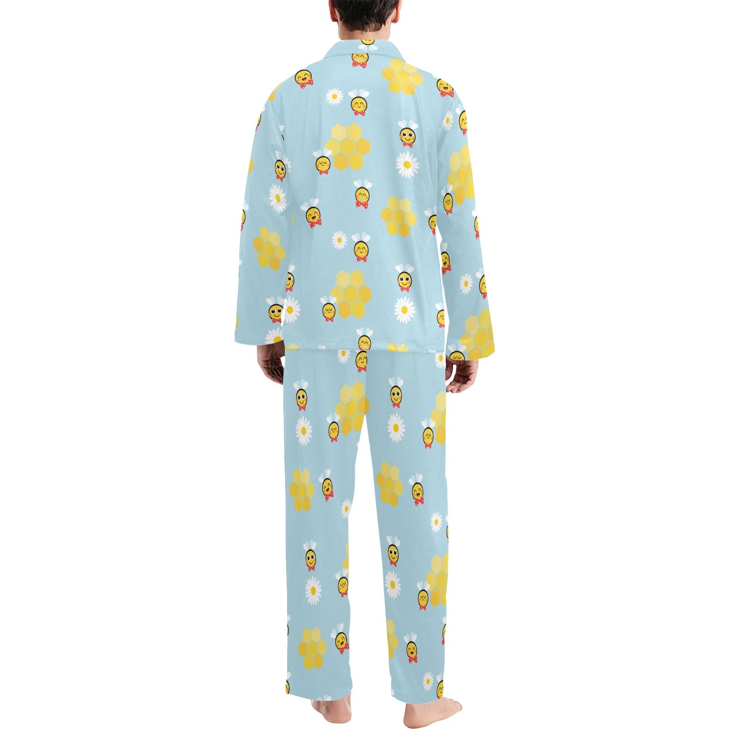 Bee Cute Print Design LKS304 Men's Long Pajama Set