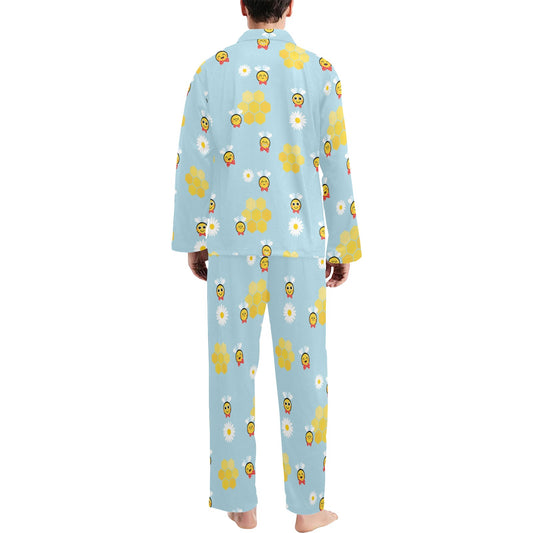 Bee Cute Print Design LKS304 Men's Long Pajama Set