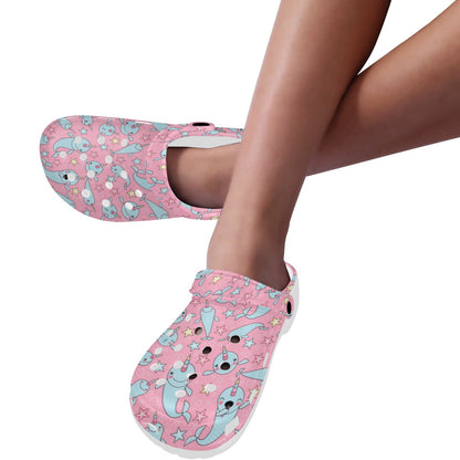 Narwhal Cartoon Cute Print Unisex Clogs Shoes