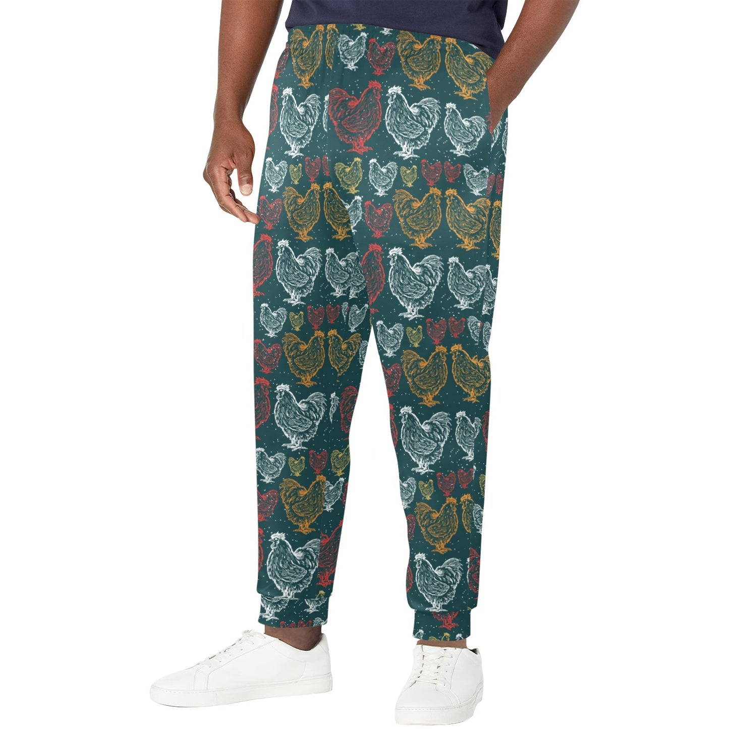Rooster Hand Draw Design Men's Casual Track Pants