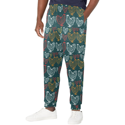 Rooster Hand Draw Design Men's Casual Track Pants
