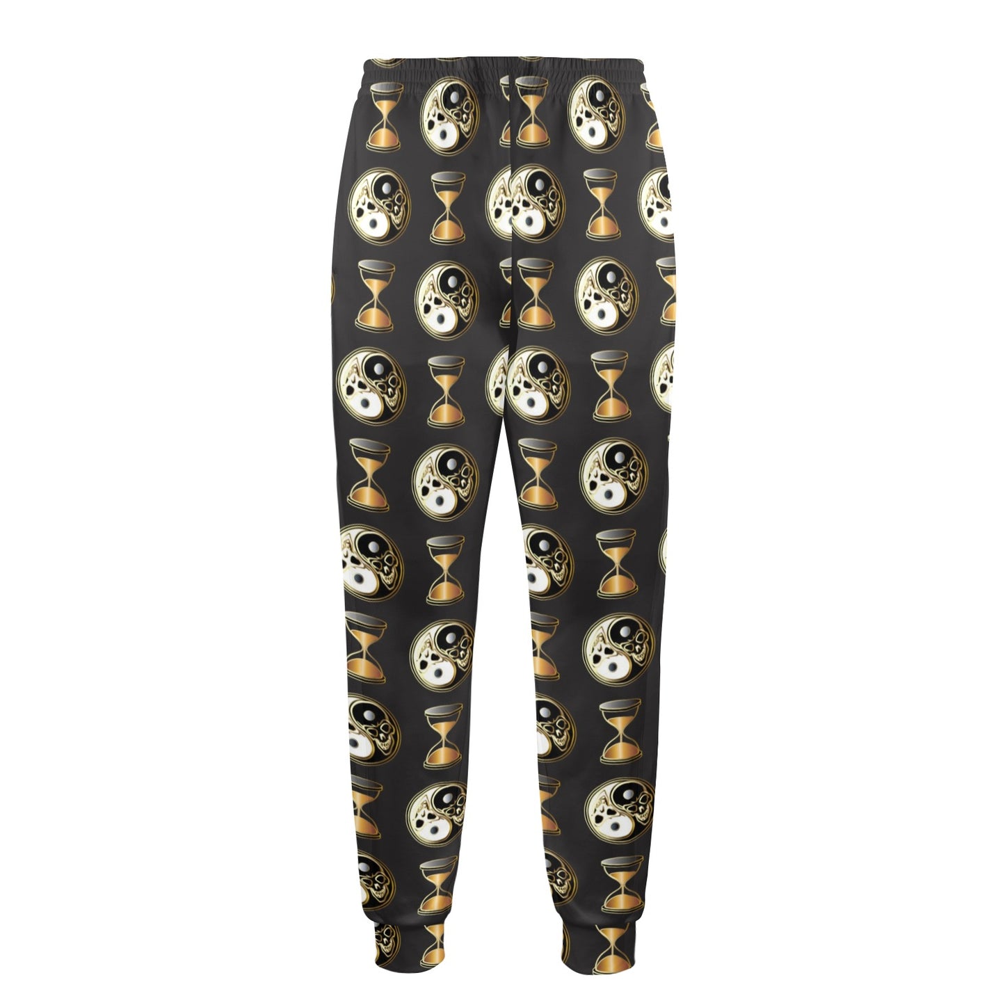 Yin Yang Skull Themed Design Print Men's Casual Track Pants