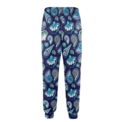 Beach Seashell Blue Print Men's Casual Track Pants