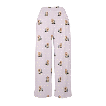 Yorkshire Terriers Print Design LKS302 Women's Wide Leg Lounge Pants