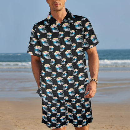 Angel with Wings Beautiful Design Print Men's Beach Shirt and Shorts Set