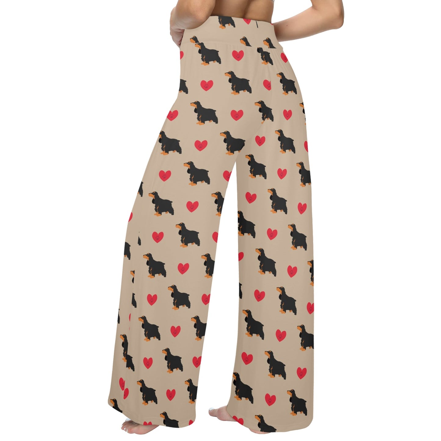 Cocker Pattern Print Design 02 Women's Wide Leg Lounge Pants