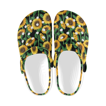 Sunflower Realistic Print Pattern Unisex Clogs Shoes
