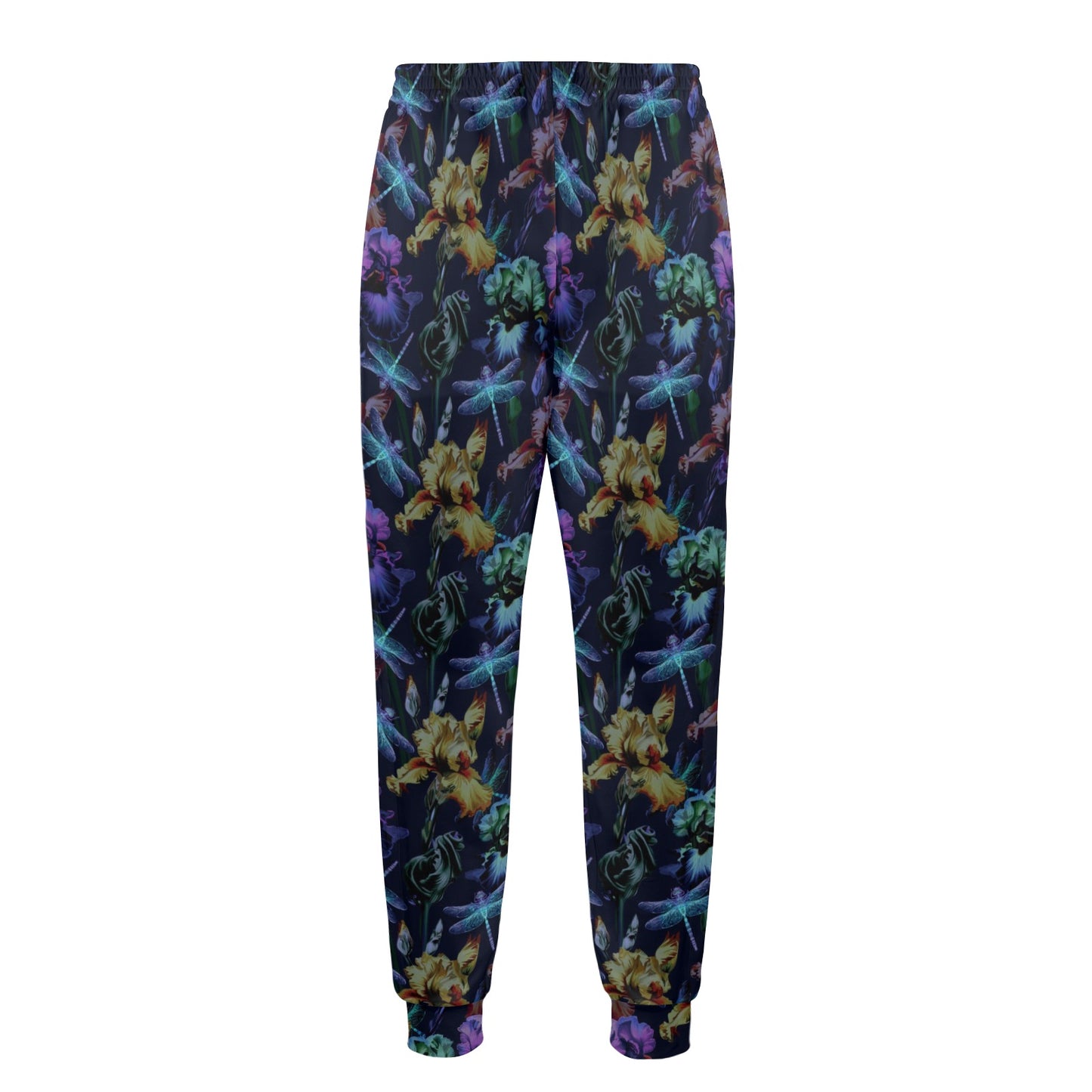 Dragonfly With Floral Print Pattern Men's Casual Track Pants