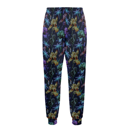 Dragonfly With Floral Print Pattern Men's Casual Track Pants