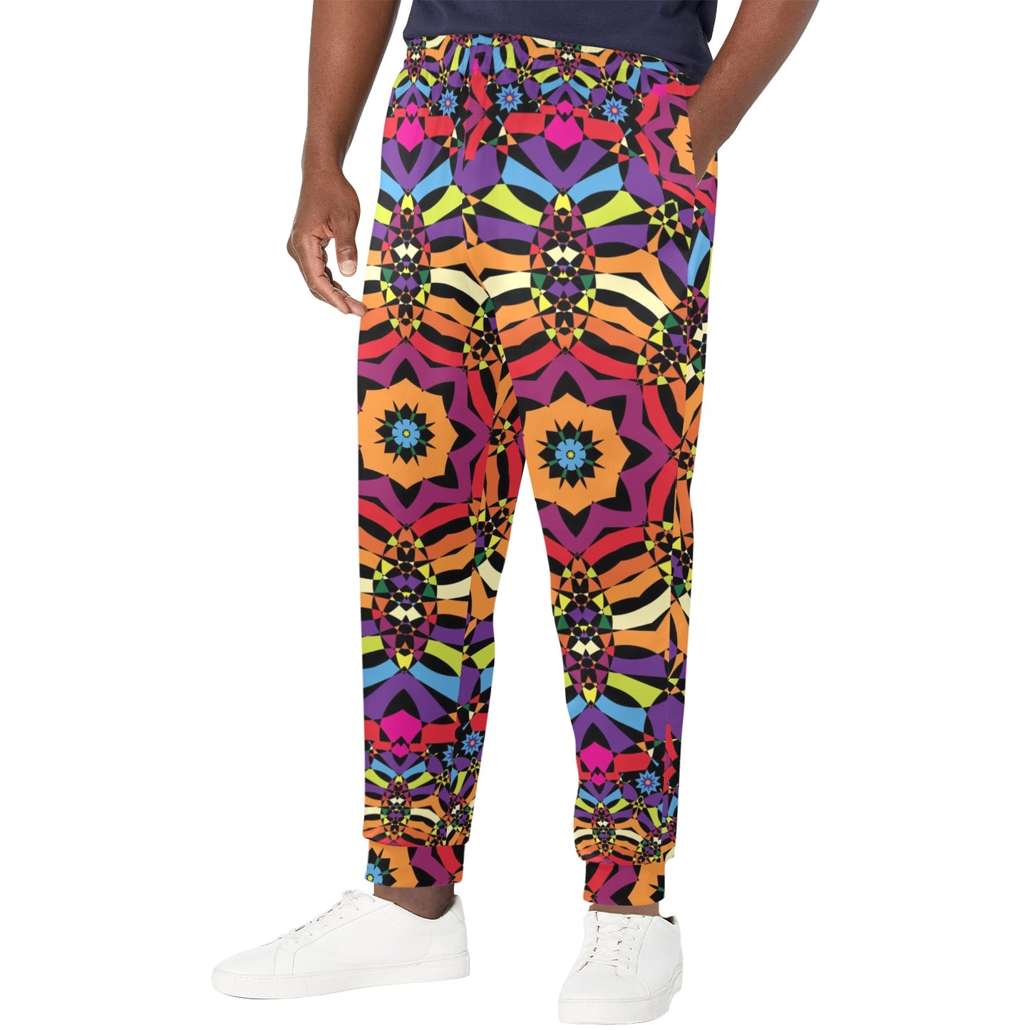 Kaleidoscope Pattern Print Design 01 Men's Casual Track Pants