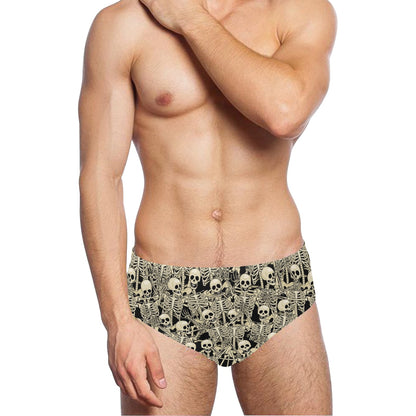Skeleton Design Print Men's Swimming Briefs