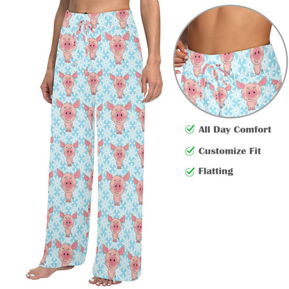 Pig Print Design LKS402 Women's Wide Leg Lounge Pants