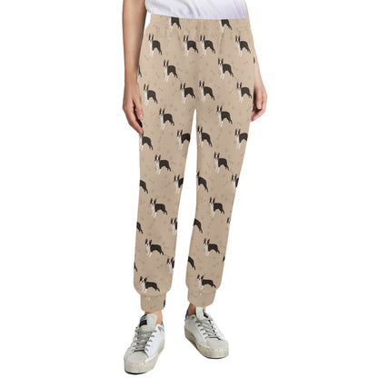 Boston Terrier Pattern Print Design 02 Women's Casual Track Pants
