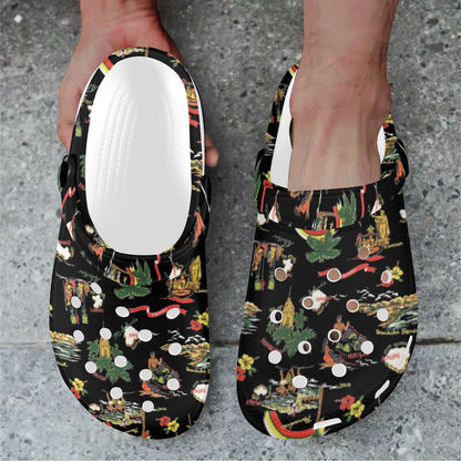 Hawaiian Island Themed Print Unisex Clogs Shoes