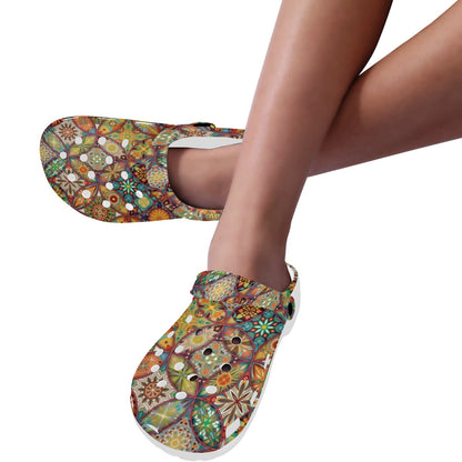 Mandala Flower Themed Design Print Unisex Clogs Shoes