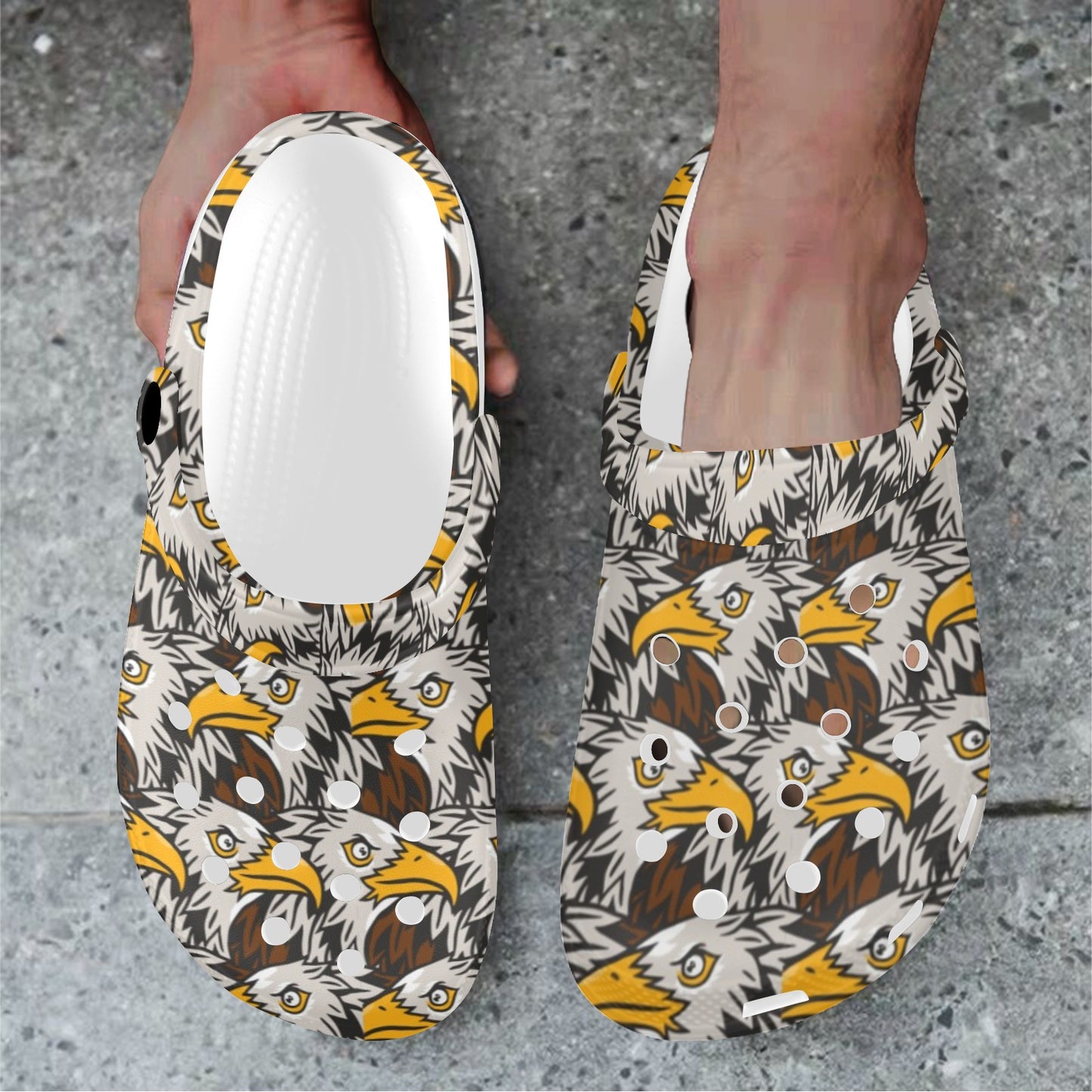 Eagles Head Pattern Unisex Clogs Shoes