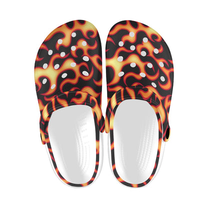 Flame Fire Themed Print Unisex Clogs Shoes