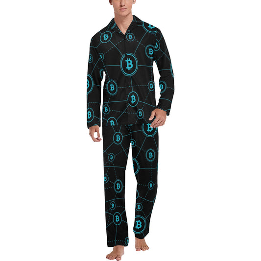 Cryptocurrency Pattern Print Design 01 Men's Long Pajama Set
