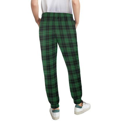 Green Tartan Plaid Pattern Women's Casual Track Pants