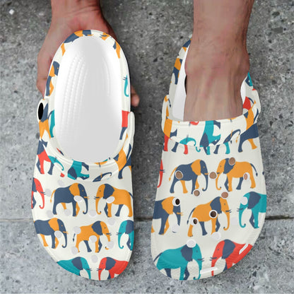 Elephant Colorful Print Pattern Unisex Clogs Shoes