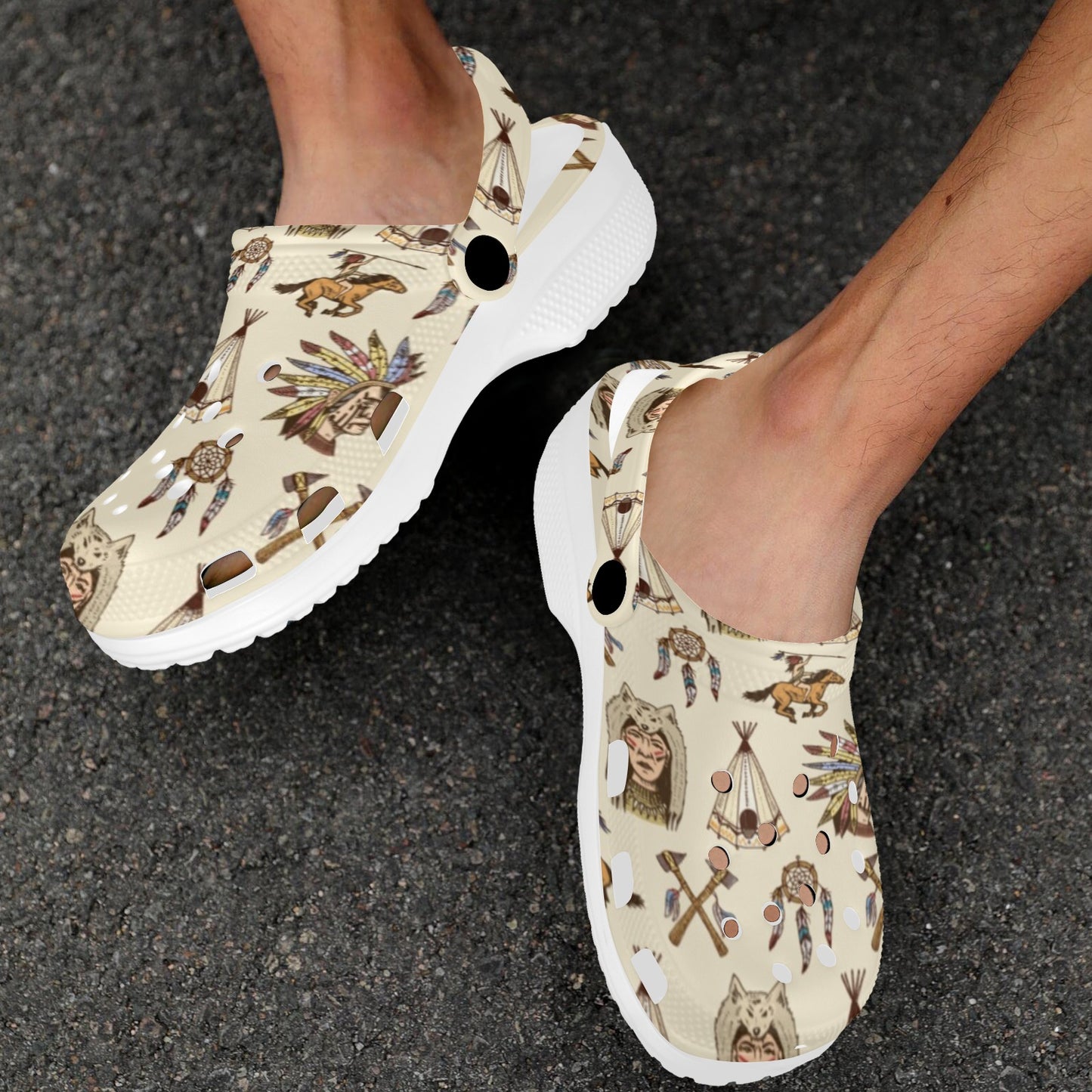 Native Indian Pattern Design Print Unisex Clogs Shoes