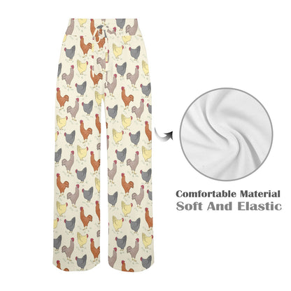 Chicken Pattern Print Design 05 Women's Wide Leg Lounge Pants