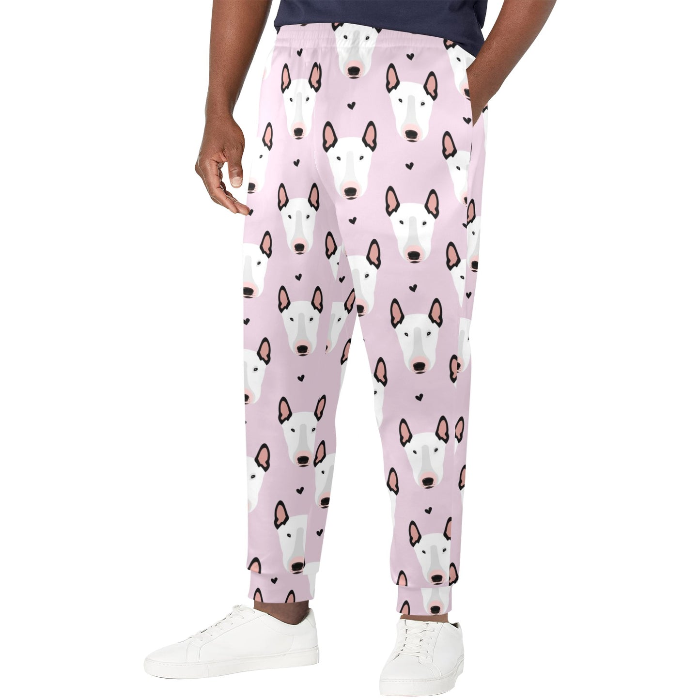 Bull Terrier Pink Print Pattern Men's Casual Track Pants