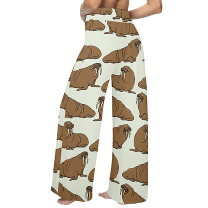 Walrus Pattern Print Design 03 Women's Wide Leg Lounge Pants
