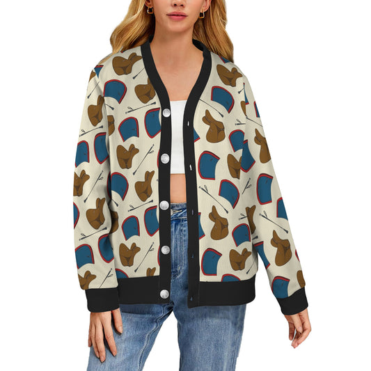 equestrian Design Print Pattern JJ0133 Women's Cardigan