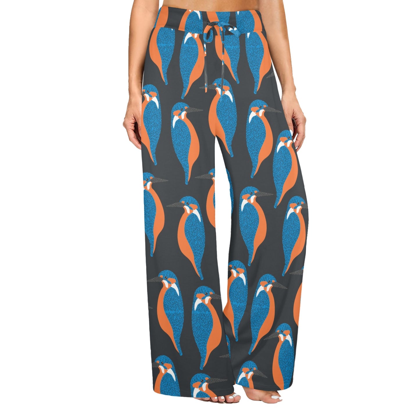 Kingfisher Pattern Print Design 03 Women's Wide Leg Lounge Pants