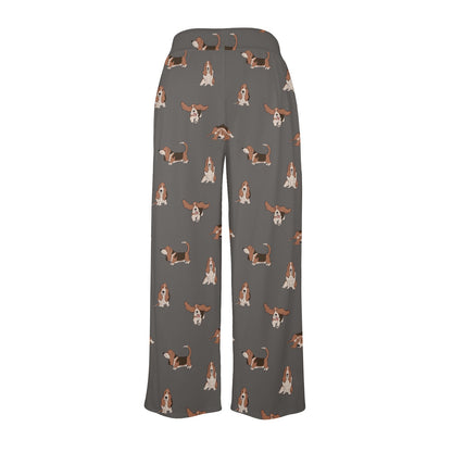 Basset Hound Pattern Print Design 03 Women's Wide Leg Lounge Pants