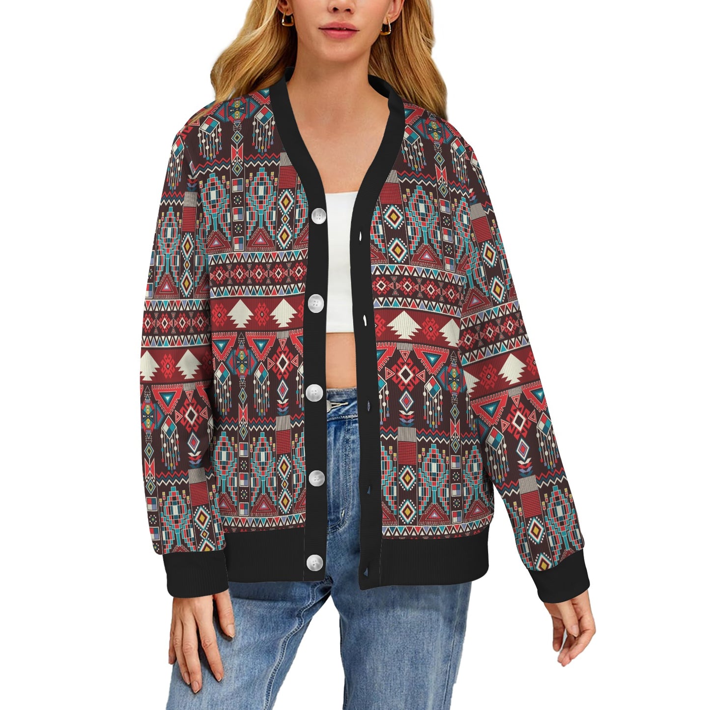 Tribal Aztec Indians native american Women's Cardigan