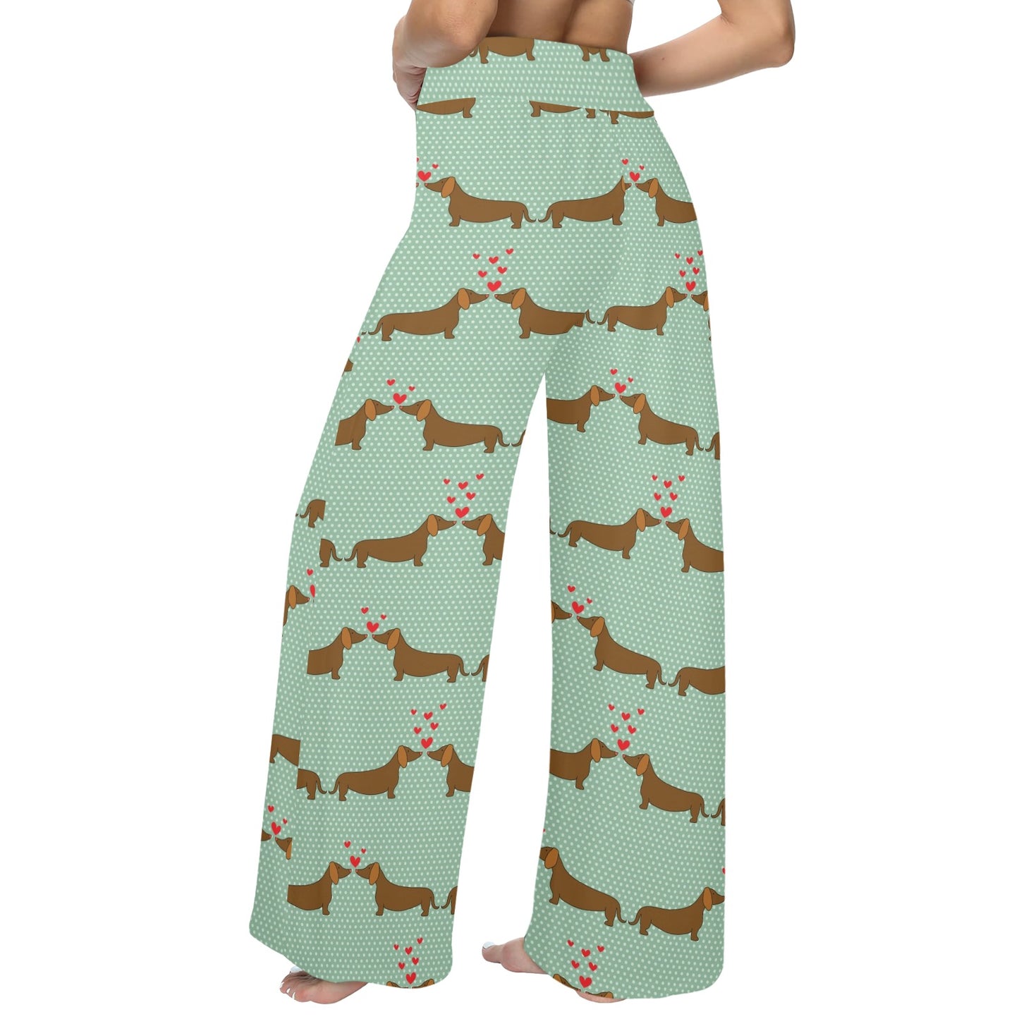 Dachshund Pattern Print Design 02 Women's Wide Leg Lounge Pants