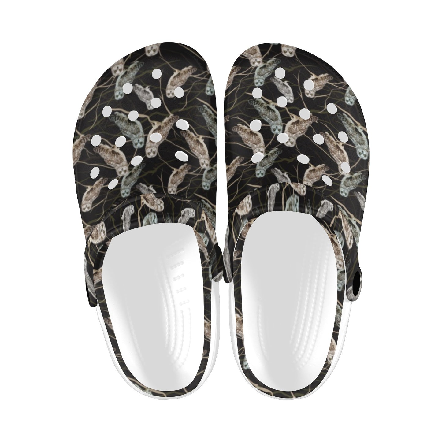 Owl Branch Themed Design Print Unisex Clogs Shoes