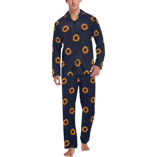 Sunflower Print Design LKS304 Men's Long Pajama Set