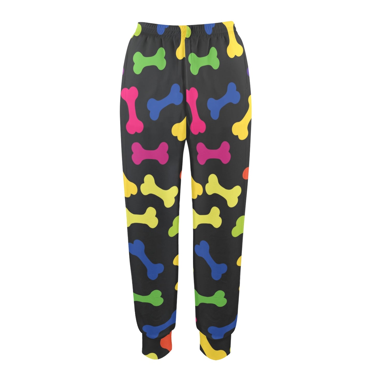 Dog Bone Neon Color Pattern Print Design 02 Women's Casual Track Pants